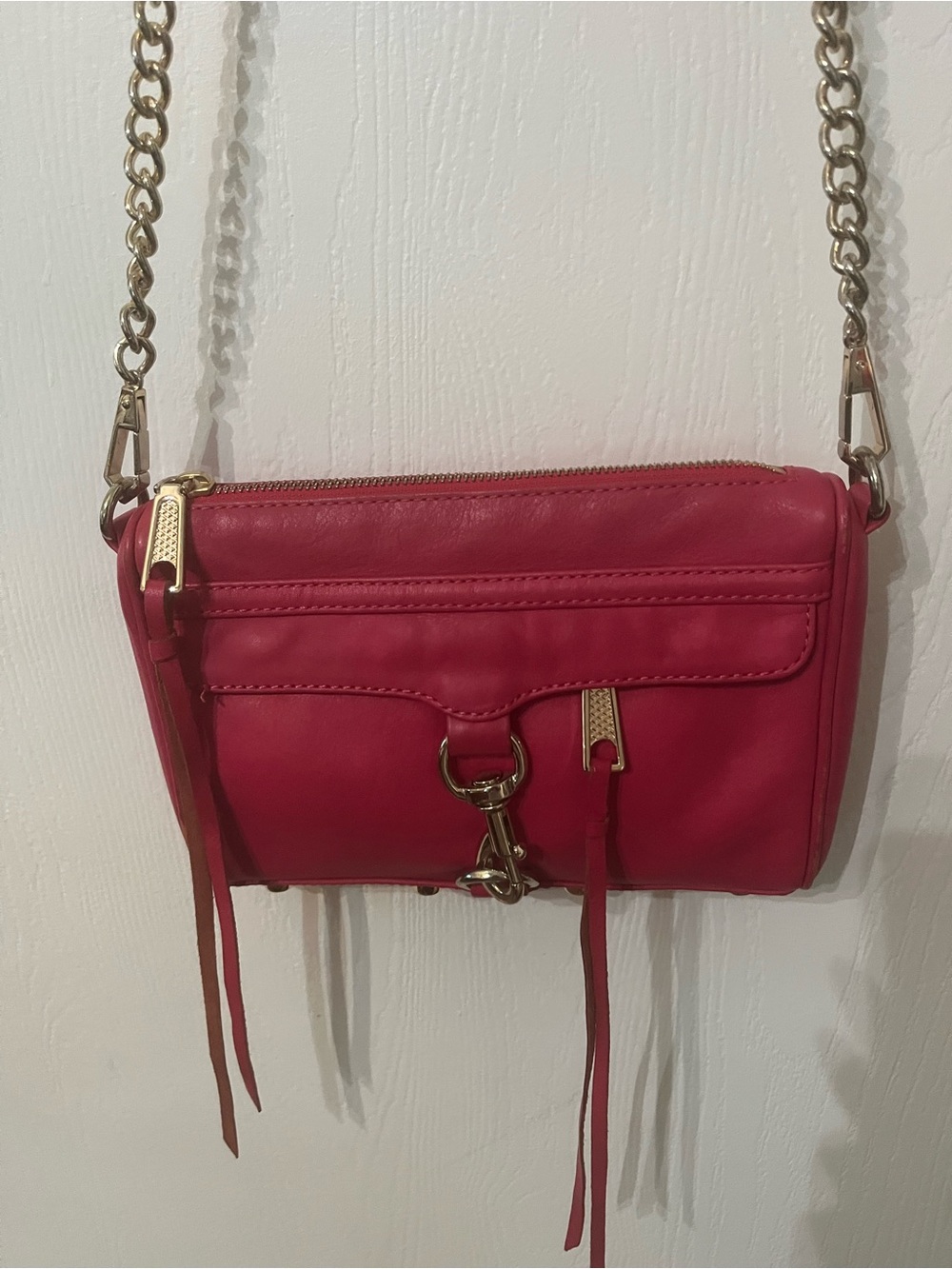 Rebecca Minkoff Women's Crossbody Leather Bag in Pink with Gold Hardware